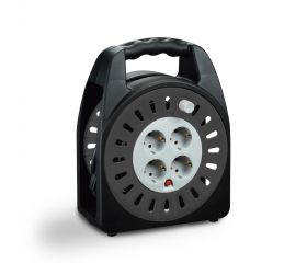 EXTENSIBLE DOMÉSTICO 10M H05VV-F 3G1.5MM² 4 TOMAS 16A 230V~ NEGRO/GRIS SIMON